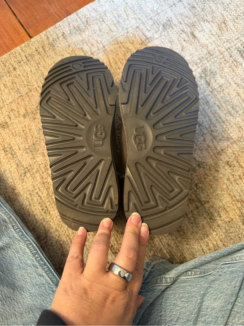 UGG Kids Cozy Suede One-Piece Booties in Gray